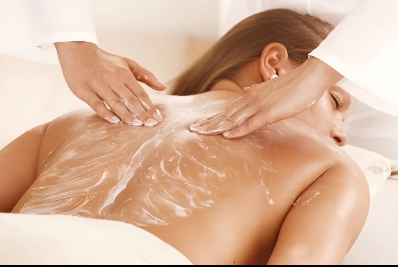 Hands at work during a facial massage